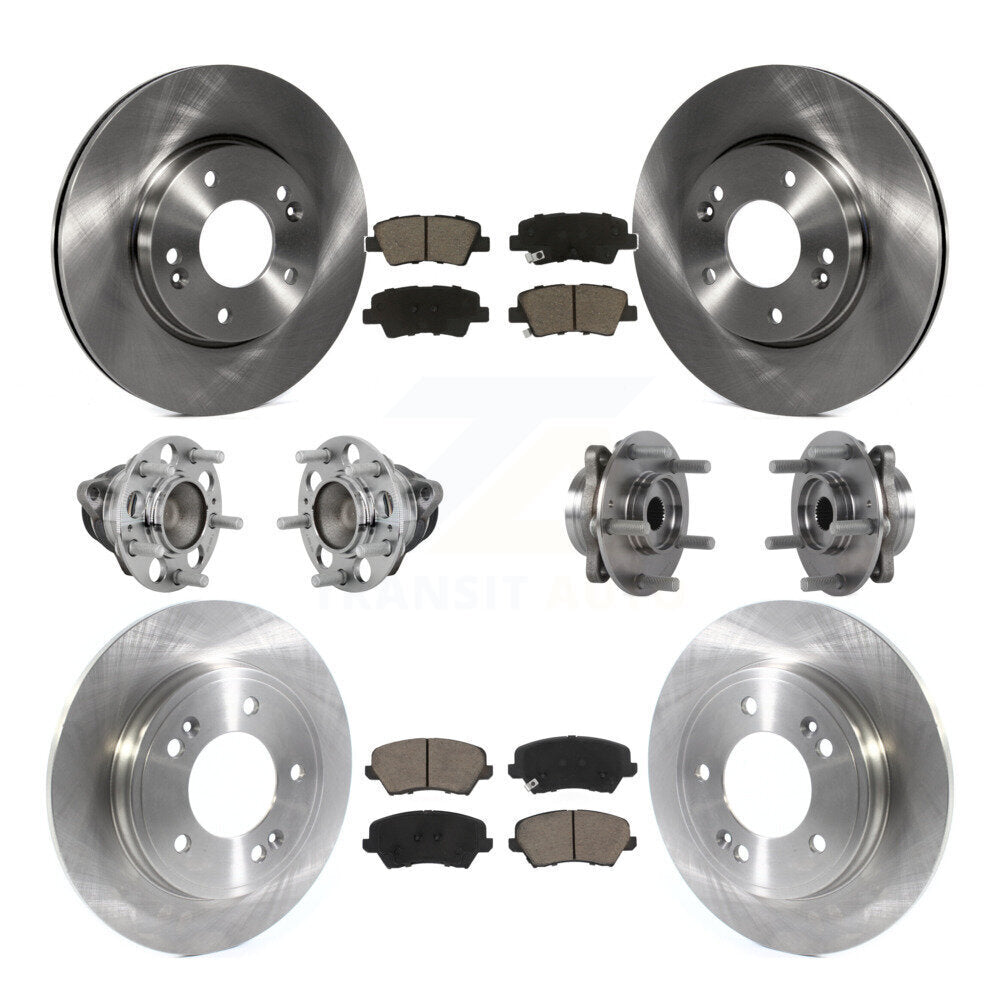 Front Rear Hub Bearing Disc Brake Rotors And Ceramic Pads Kit (10Pc) For Hyundai Veloster KBB-131018