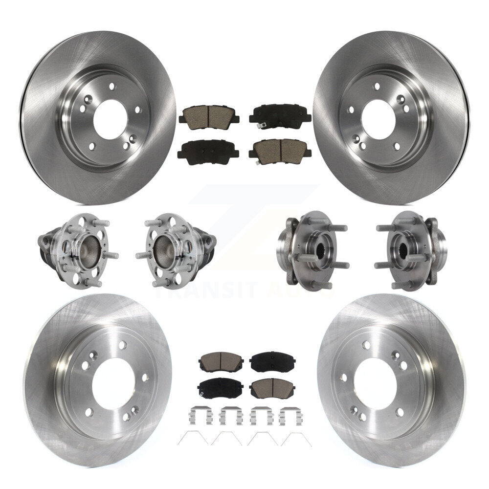 Front Rear Hub Bearing Disc Brake Rotor And Pad Kit (10Pc) For Kia Forte Hyundai Veloster KBB-131019