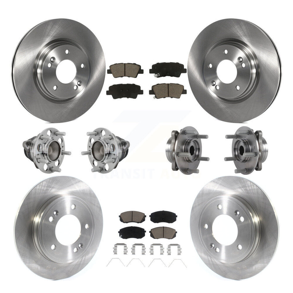Front Rear Hub Bearing Disc Brake Rotor And Pad Kit (10Pc) For Kia Forte Hyundai Veloster KBB-131019