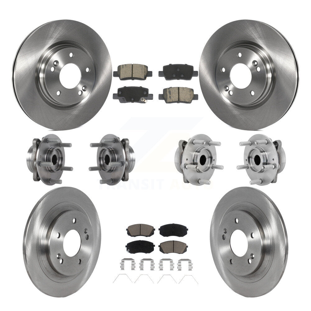 Front Rear Hub Bearings Disc Brake Rotors And Ceramic Pads Kit (10Pc) For Kia Seltos KBB-131023