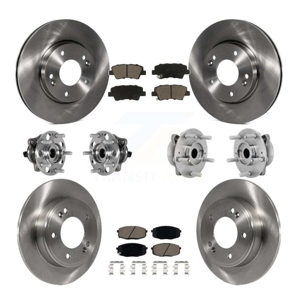 Front Rear Hub Bearing Brake Rotor And Pad Kit (10Pc) For 2022 Hyundai Kona FWD with 2.0L KBB-131027