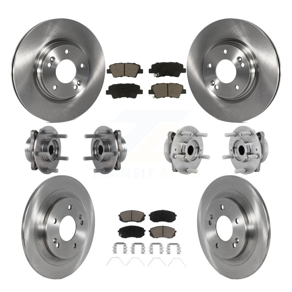 Front Rear Hub Bearings Disc Brake Rotors And Pads Kit (10Pc) For 2022 Hyundai Kona AWD KBB-131028