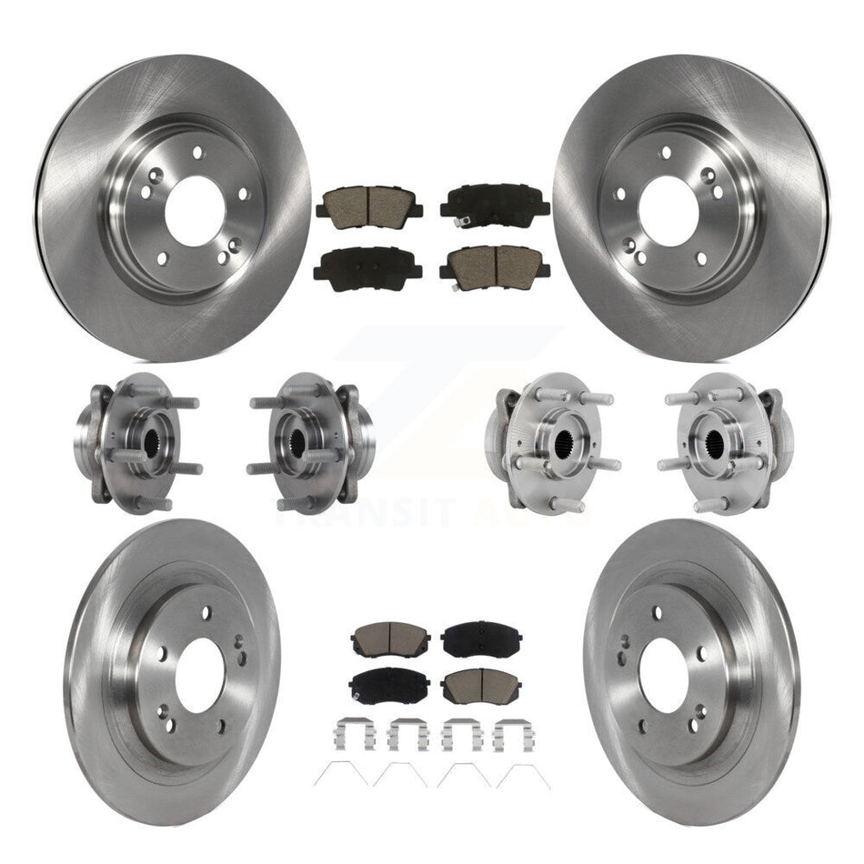 Front Rear Hub Bearings Disc Brake Rotors And Pads Kit (10Pc) For 2022 Hyundai Kona AWD KBB-131028