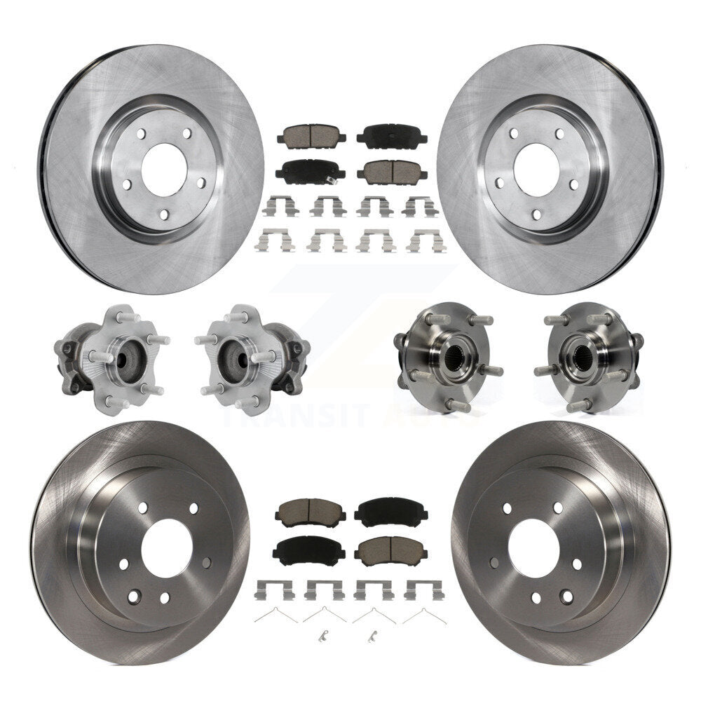 Front Rear Hub Bearing Brake Rotor Pad Kit (10Pc) For 14-17 Nissan Juke Nismo RS with FWD KBB-131029