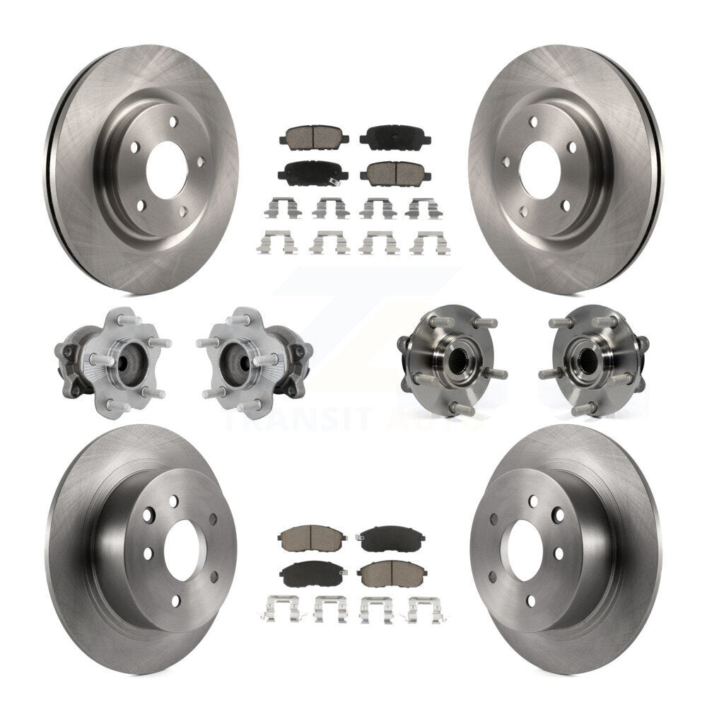 Front Rear Hub Bearings Disc Brake Rotors And Ceramic Pads Kit (10Pc) For Nissan Juke KBB-131030
