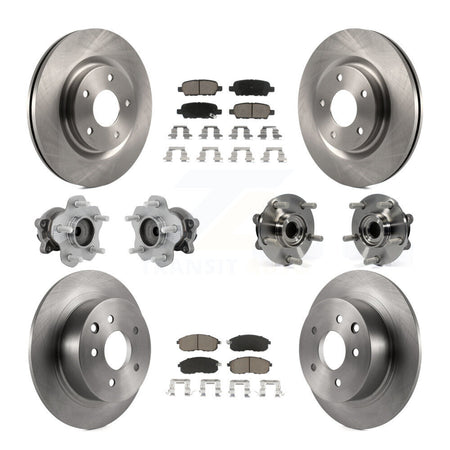 Front Rear Hub Bearings Disc Brake Rotors And Ceramic Pads Kit (10Pc) For Nissan Juke KBB-131030
