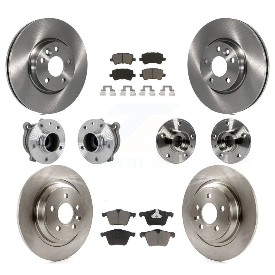 Front Rear Hub Bearing Assembly Disc Brake Rotor And Ceramic Pad Kit (10Pc) For Volvo V70 KBB-131034