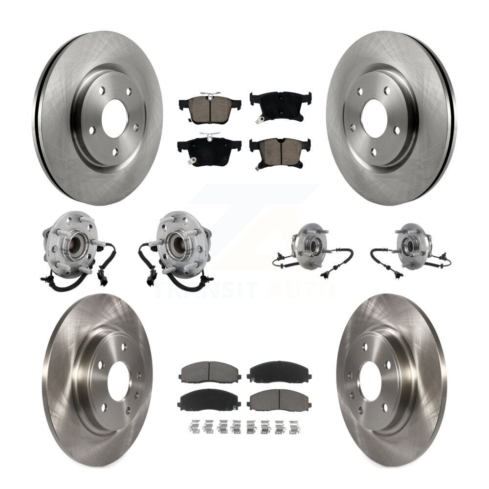 Front Rear Hub Bearing Disc Brake Rotor And Pads Kit (10Pc) For Chrysler Pacifica Voyager KBB-131044