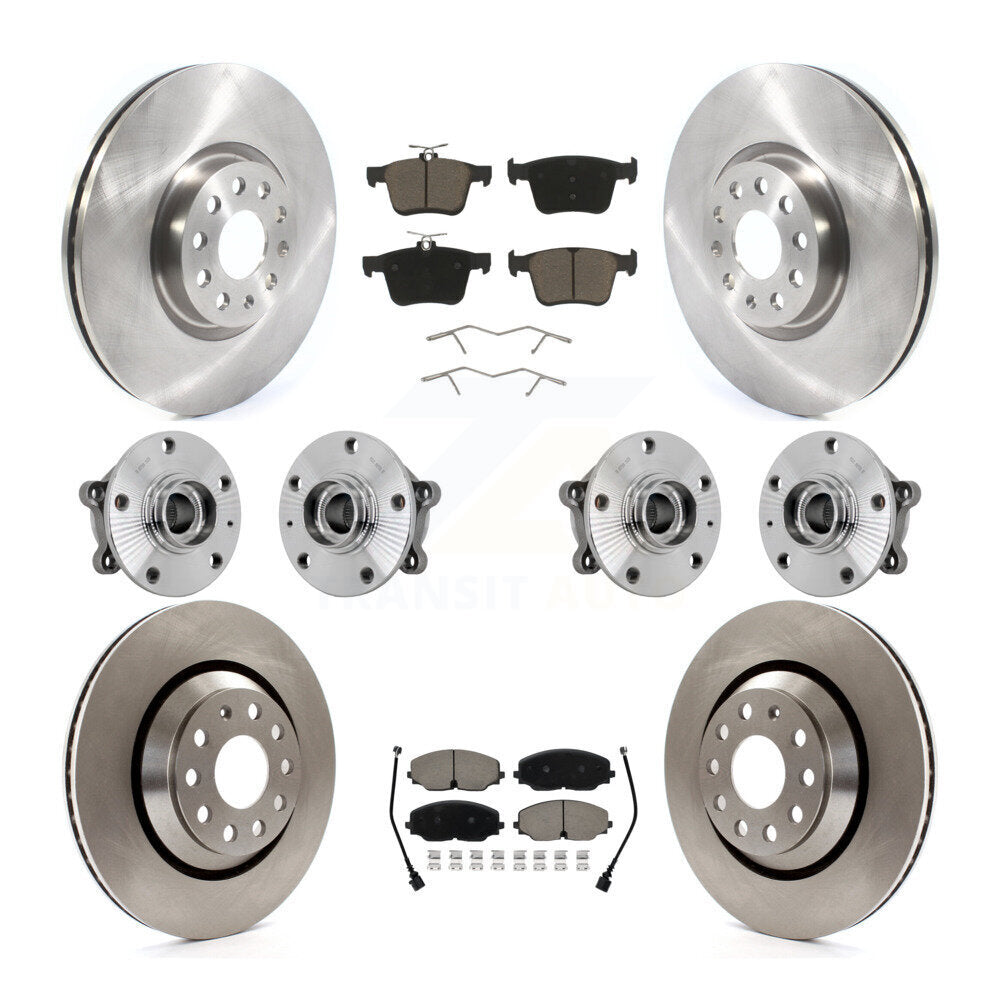 Front Rear Hub Bearing Brake Rotor & Pads Kit (10Pc) For Volkswagen Atlas Cross Sport AWD KBB-131045