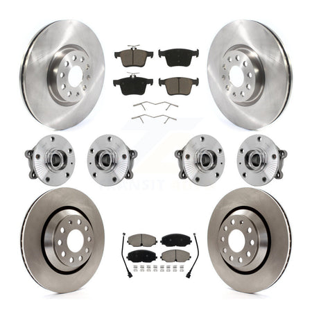 Front Rear Hub Bearing Brake Rotor & Pads Kit (10Pc) For Volkswagen Atlas Cross Sport AWD KBB-131045