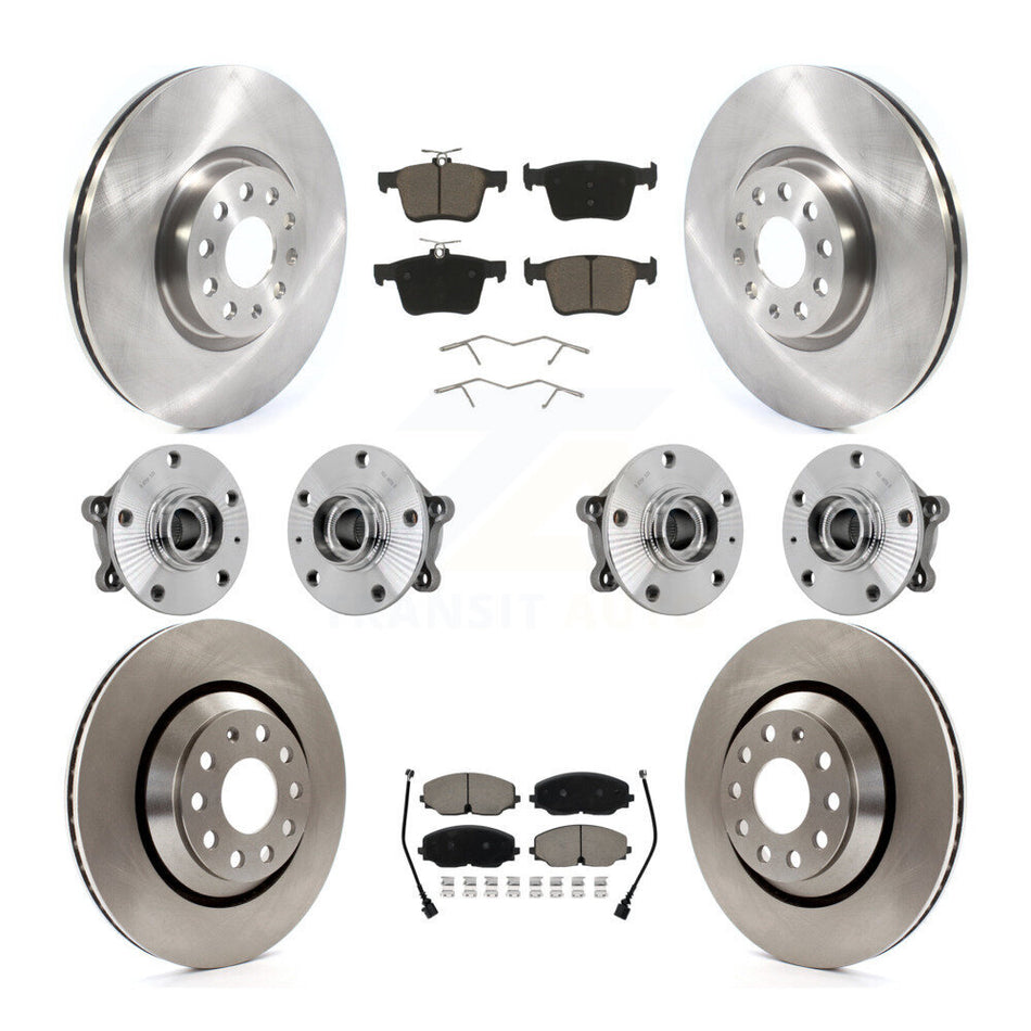 Front Rear Hub Bearing Brake Rotor & Pads Kit (10Pc) For Volkswagen Atlas Cross Sport AWD KBB-131045