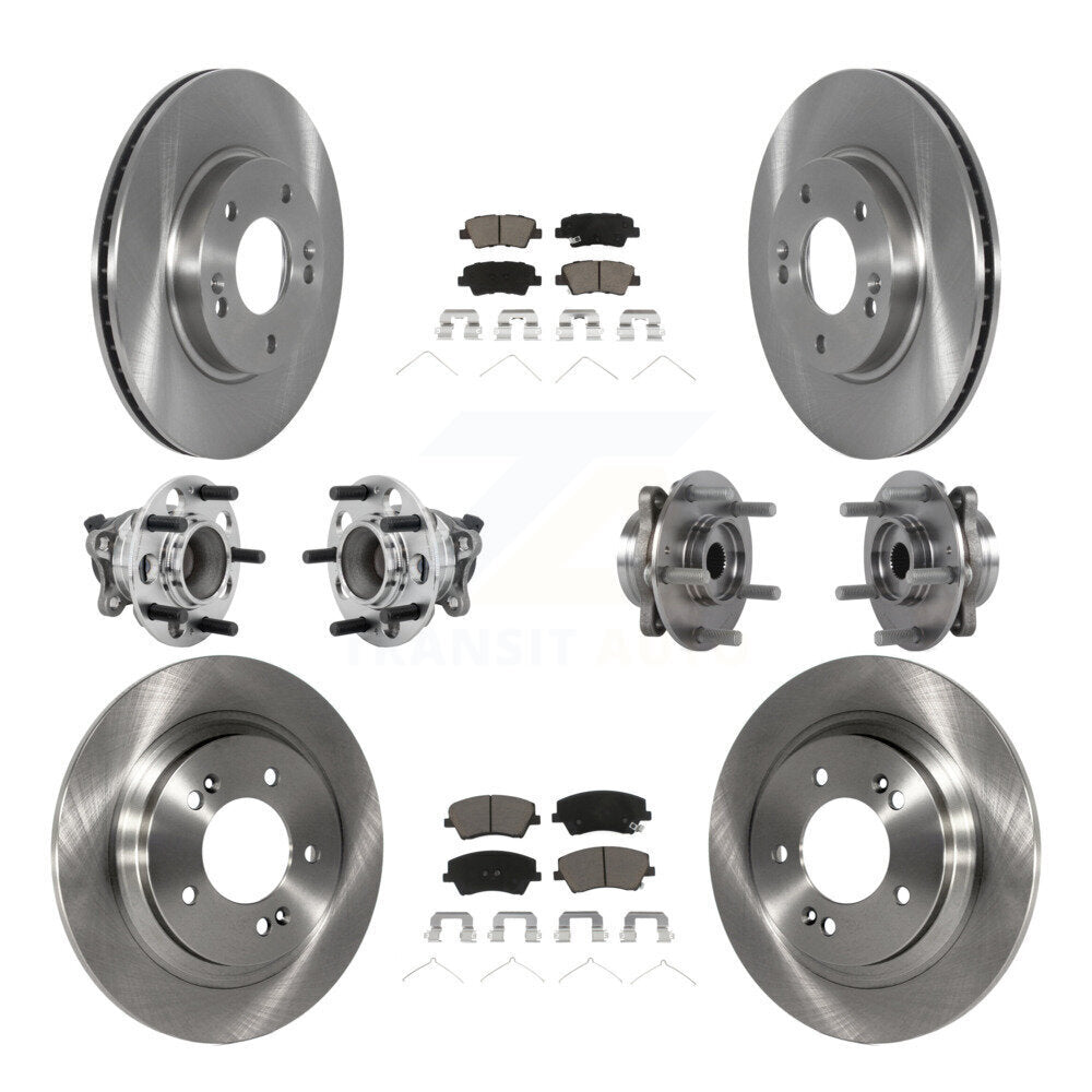 Front Rear Hub Bearings Disc Brake Rotors And Ceramic Pads Kit (10Pc) For Hyundai Ioniq KBB-131046