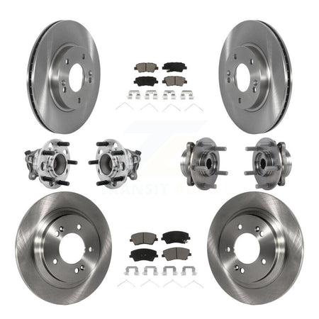 Front Rear Hub Bearings Disc Brake Rotors And Ceramic Pads Kit (10Pc) For Hyundai Ioniq KBB-131046
