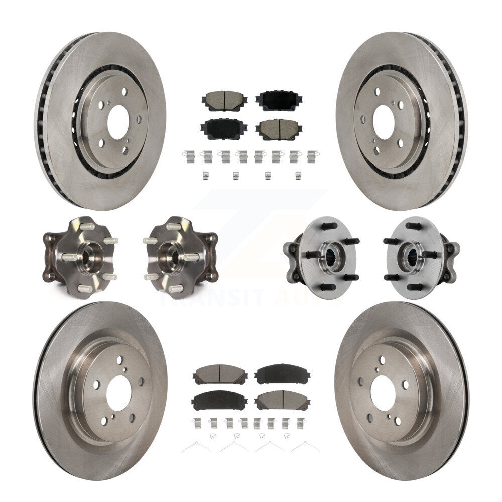 Front Rear Hub Bearing Disc Brake Rotor & Pads Kit (10Pc) For 2021-2023 Toyota Sienna AWD KBB-131048