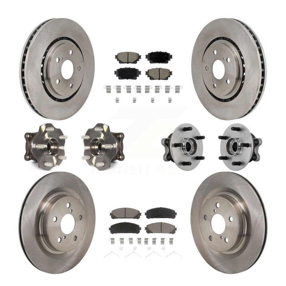 Front Rear Hub Bearing Disc Brake Rotor & Pads Kit (10Pc) For 2021-2023 Toyota Sienna AWD KBB-131048