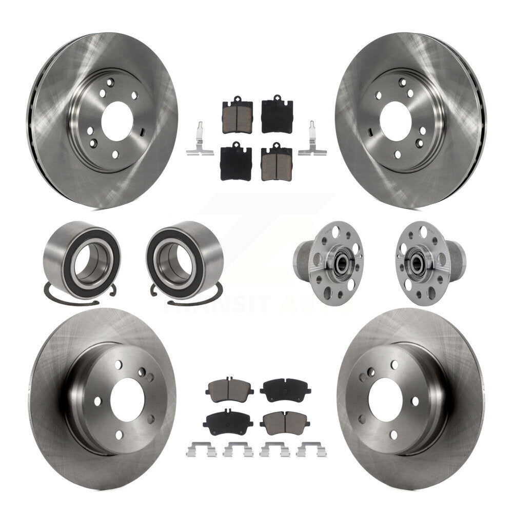 Front Rear Hub Bearing Brake Rotor & Pad Shoe Kit (10Pc) For 06-07 Mercedes-Benz C350 RWD KBB-131054