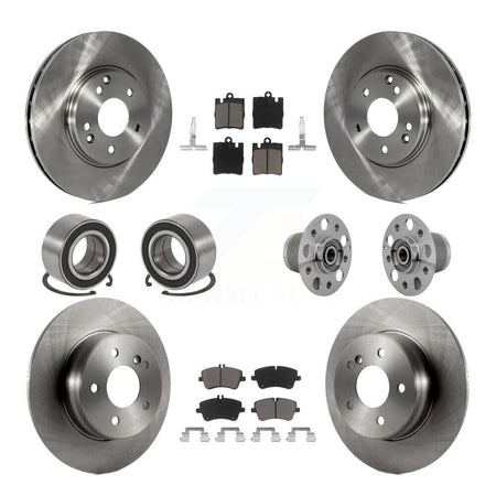 Front Rear Hub Bearing Brake Rotor & Pad Shoe Kit (10Pc) For 06-07 Mercedes-Benz C350 RWD KBB-131054