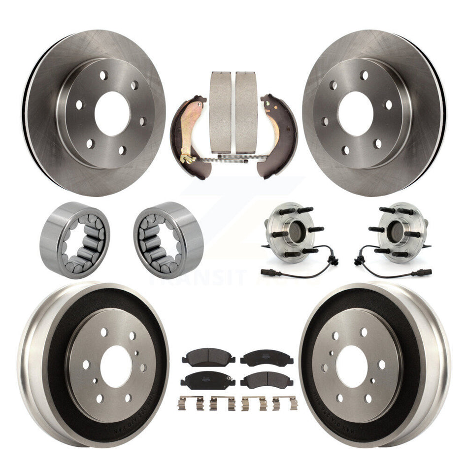 Front Rear Hub Bearings Disc Brake Rotors And Pads Shoes Kit (10Pc) For GMC Sierra 1500 KBB-131055