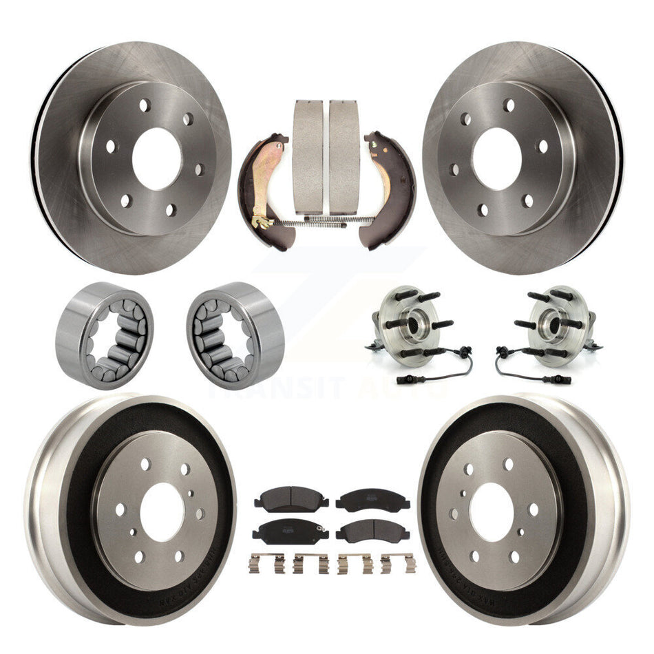 Front Rear Hub Bearings Disc Brake Rotors And Pads Shoes Kit (10Pc) For GMC Sierra 1500 KBB-131056