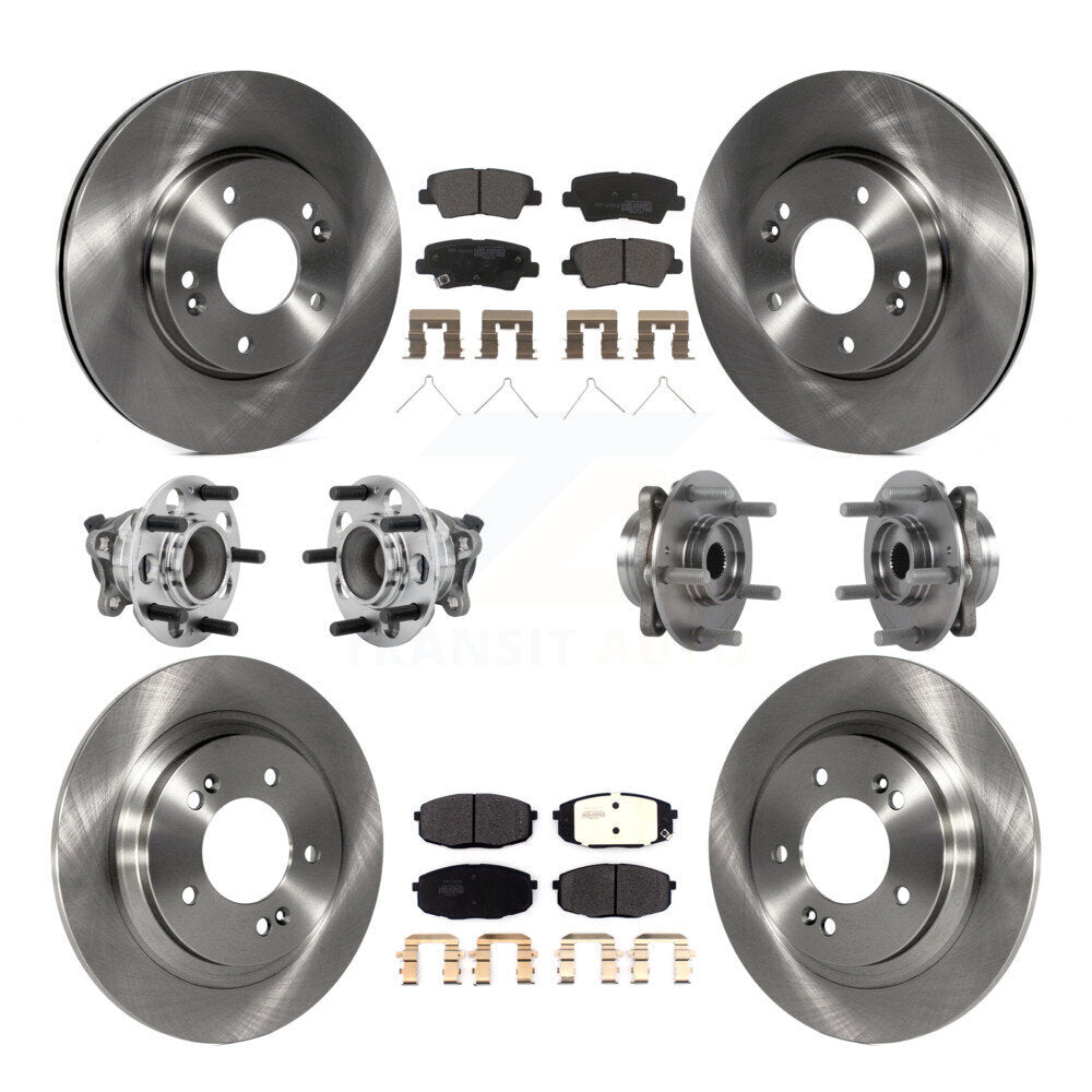 Front Rear Hub Bearing Brake Rotor & Pad Kit (10Pc) For Hyundai Elantra GT Base with 2.0L KBB-131060