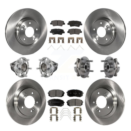 Front Rear Hub Bearings Disc Brake Rotors And Pads Kit (10Pc) For Hyundai Elantra GT KBB-131061