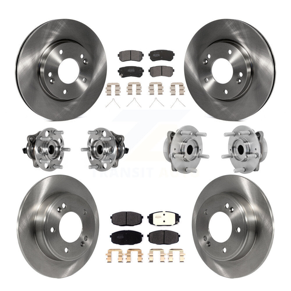 Front Rear Hub Bearing Disc Brake Rotor And Semi-Metallic Pad Kit (10Pc) For Hyundai Kona KBB-131062
