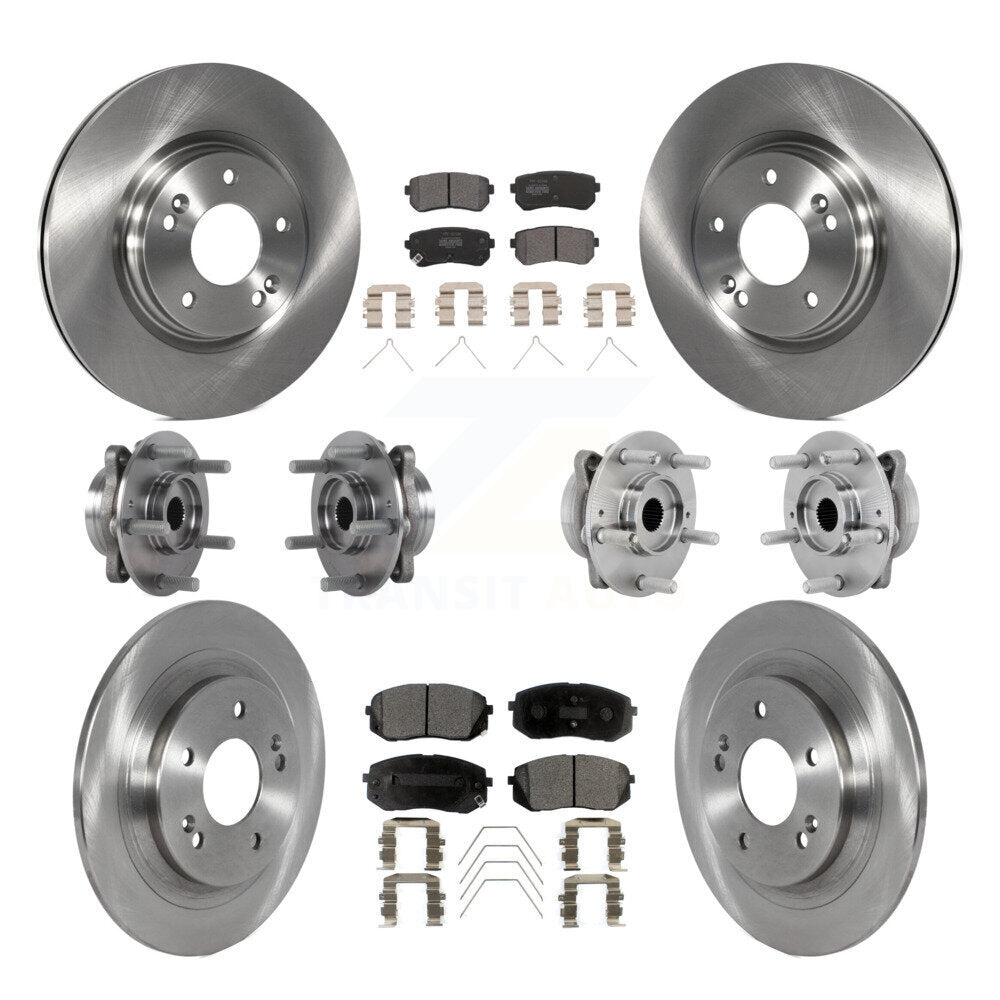 Front Rear Hub Bearings Disc Brake Rotors And Pads Kit (10Pc) For Hyundai Kona Kia Seltos KBB-131063
