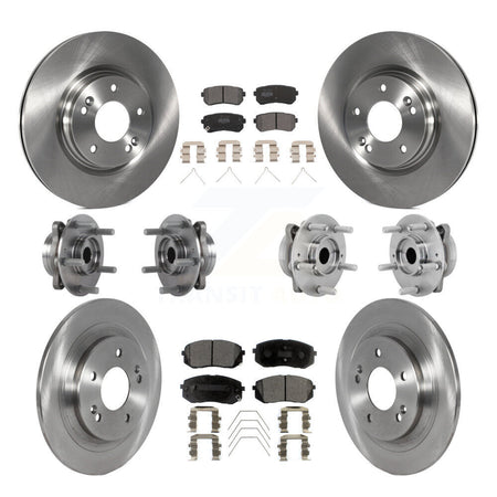 Front Rear Hub Bearings Disc Brake Rotors And Pads Kit (10Pc) For Hyundai Kona Kia Seltos KBB-131063