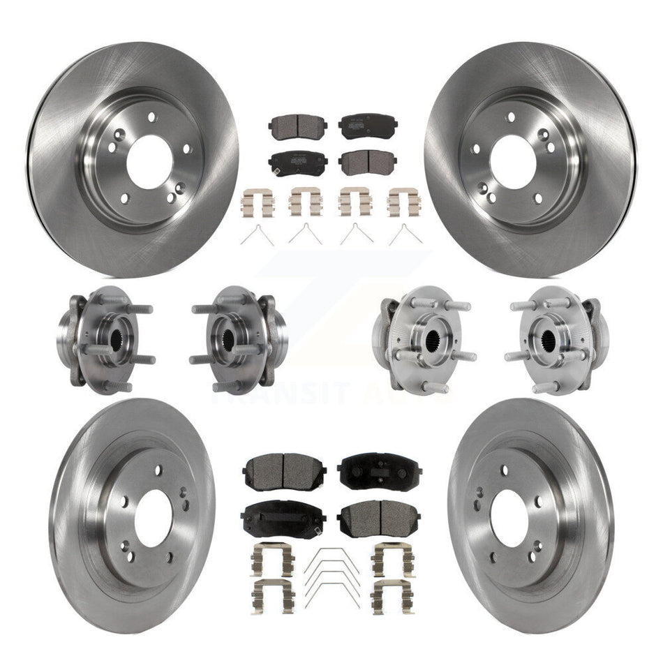 Front Rear Hub Bearings Disc Brake Rotors And Pads Kit (10Pc) For Hyundai Kona Kia Seltos KBB-131063