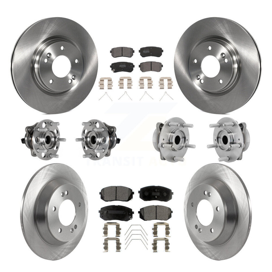 Front Rear Hub Bearing Disc Brake Rotor And Semi-Metallic Pad Kit (10Pc) For Hyundai Kona KBB-131064