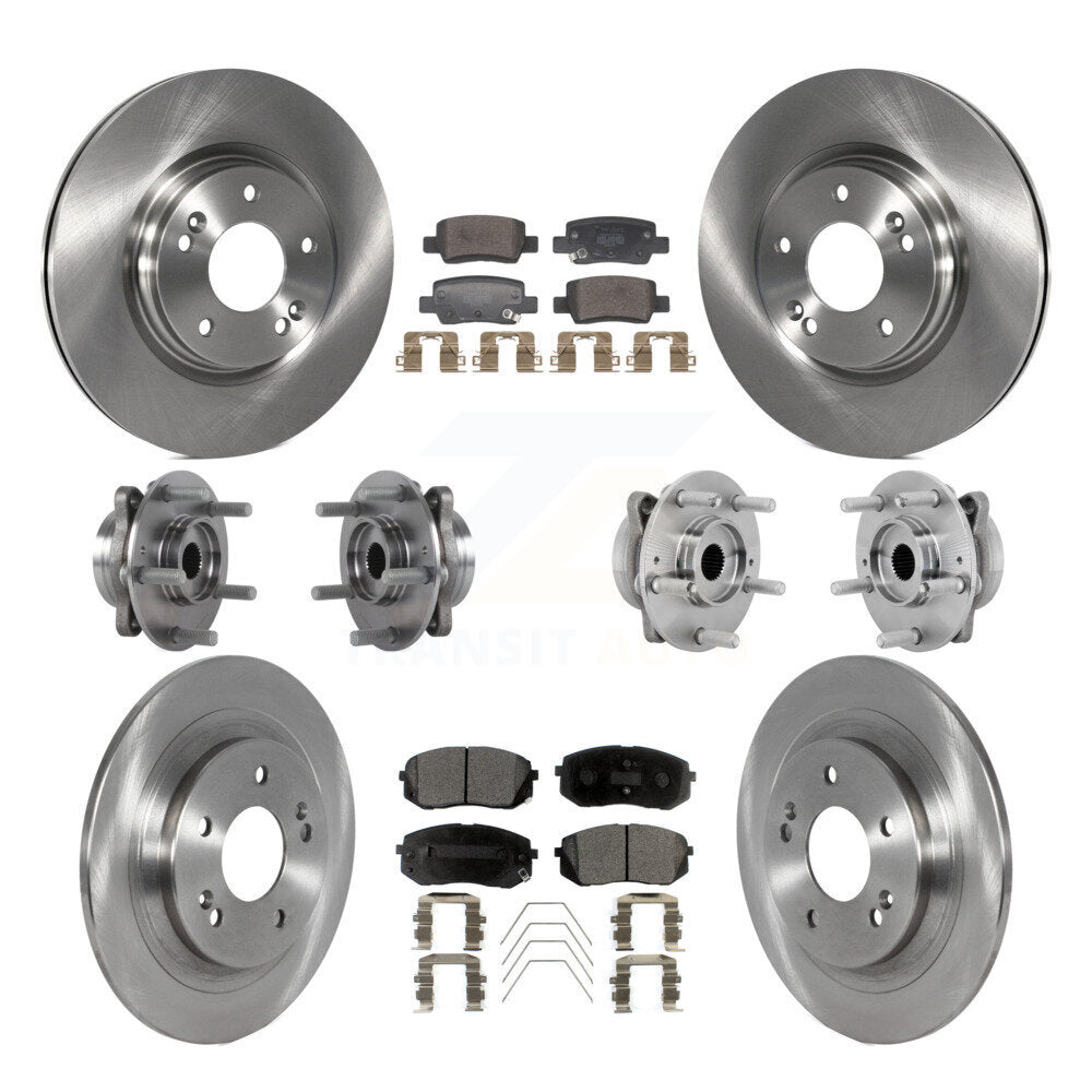 Front Rear Hub Bearing Disc Brake Rotors And Semi-Metallic Pads Kit (10Pc) For Kia Seltos KBB-131068