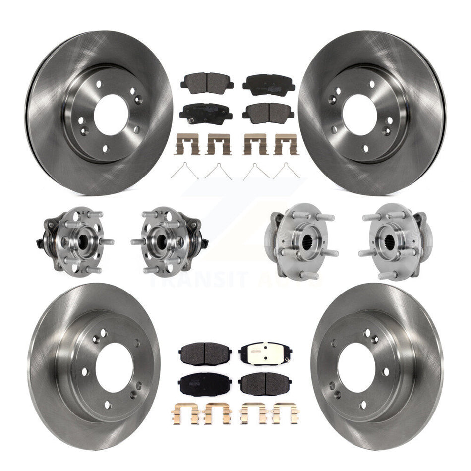 Front Rear Hub Bearing Brake Rotor And Pad Kit (10Pc) For 2022 Hyundai Kona FWD with 2.0L KBB-131072