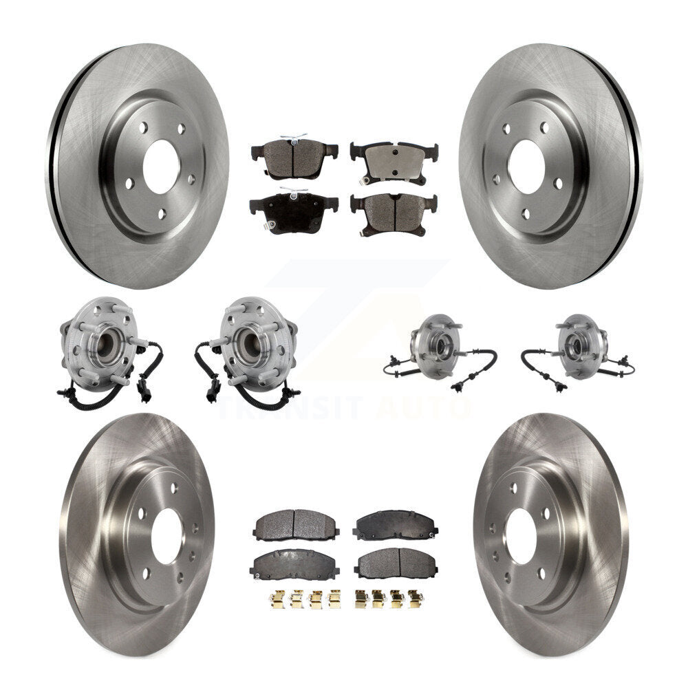 Front Rear Hub Bearing Disc Brake Rotor And Pads Kit (10Pc) For Chrysler Pacifica Voyager KBB-131074