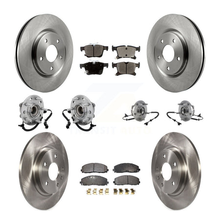 Front Rear Hub Bearing Disc Brake Rotor And Pads Kit (10Pc) For Chrysler Pacifica Voyager KBB-131074