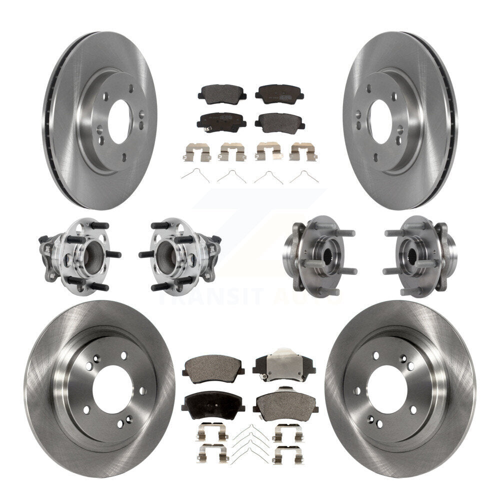 Front Rear Hub Bearings Assembly Disc Brake Rotors And Pads Kit (10Pc) For Hyundai Ioniq KBB-131075