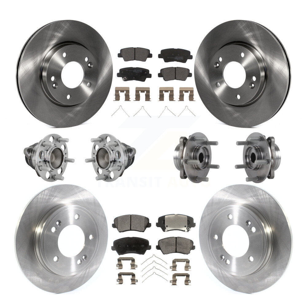 Front Rear Hub Bearing Assembly Disc Brake Rotor And Pads Kit (10Pc) For Hyundai Veloster KBB-131076