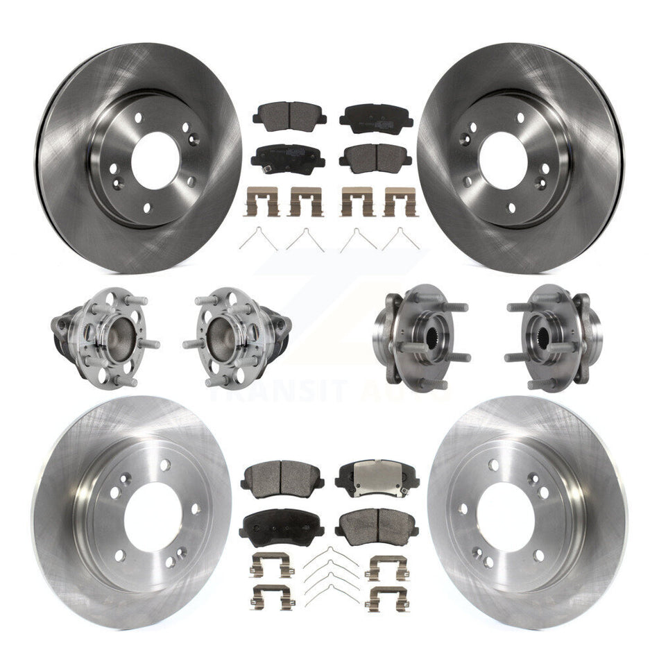 Front Rear Hub Bearing Assembly Disc Brake Rotor And Pads Kit (10Pc) For Hyundai Veloster KBB-131076