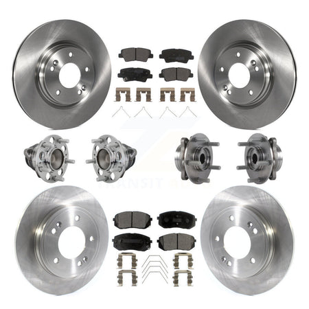 Front Rear Hub Bearing Disc Brake Rotor And Pad Kit (10Pc) For Kia Forte Hyundai Veloster KBB-131077