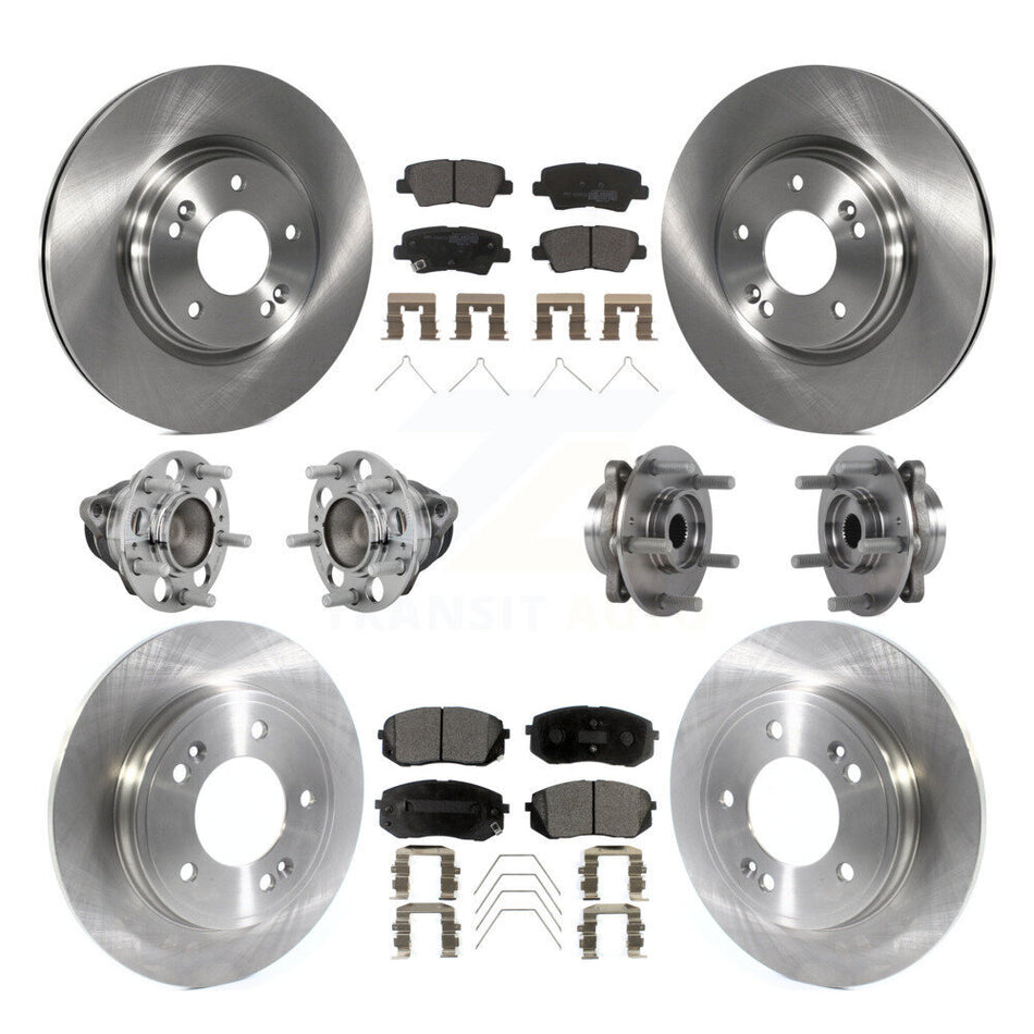 Front Rear Hub Bearing Disc Brake Rotor And Pad Kit (10Pc) For Kia Forte Hyundai Veloster KBB-131077