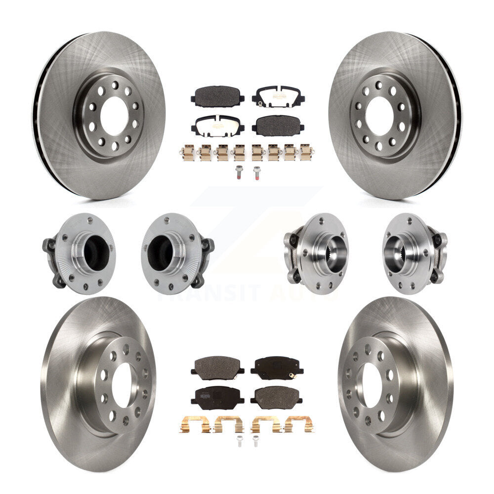 Front Rear Hub Bearing Assembly Disc Brake Rotor And Pads Kit (10Pc) For Jeep Compass FWD KBB-131082