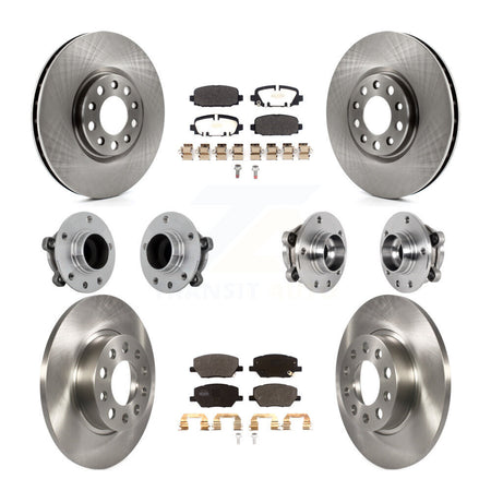 Front Rear Hub Bearing Assembly Disc Brake Rotor And Pads Kit (10Pc) For Jeep Compass FWD KBB-131082