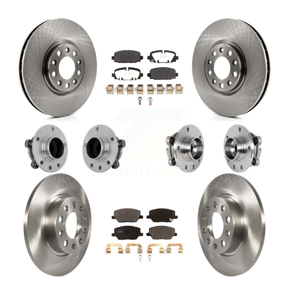 Front Rear Hub Bearing Assembly Disc Brake Rotor And Pads Kit (10Pc) For Jeep Compass FWD KBB-131082