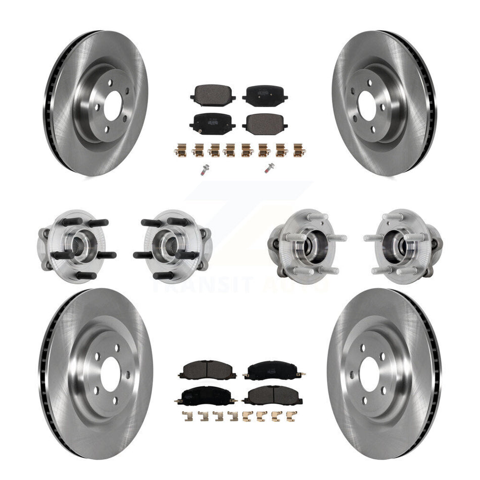 Front Rear Hub Bearing Disc Brake Rotor Pads Kit (10Pc) For 2020-2022 Lincoln Aviator AWD KBB-131084