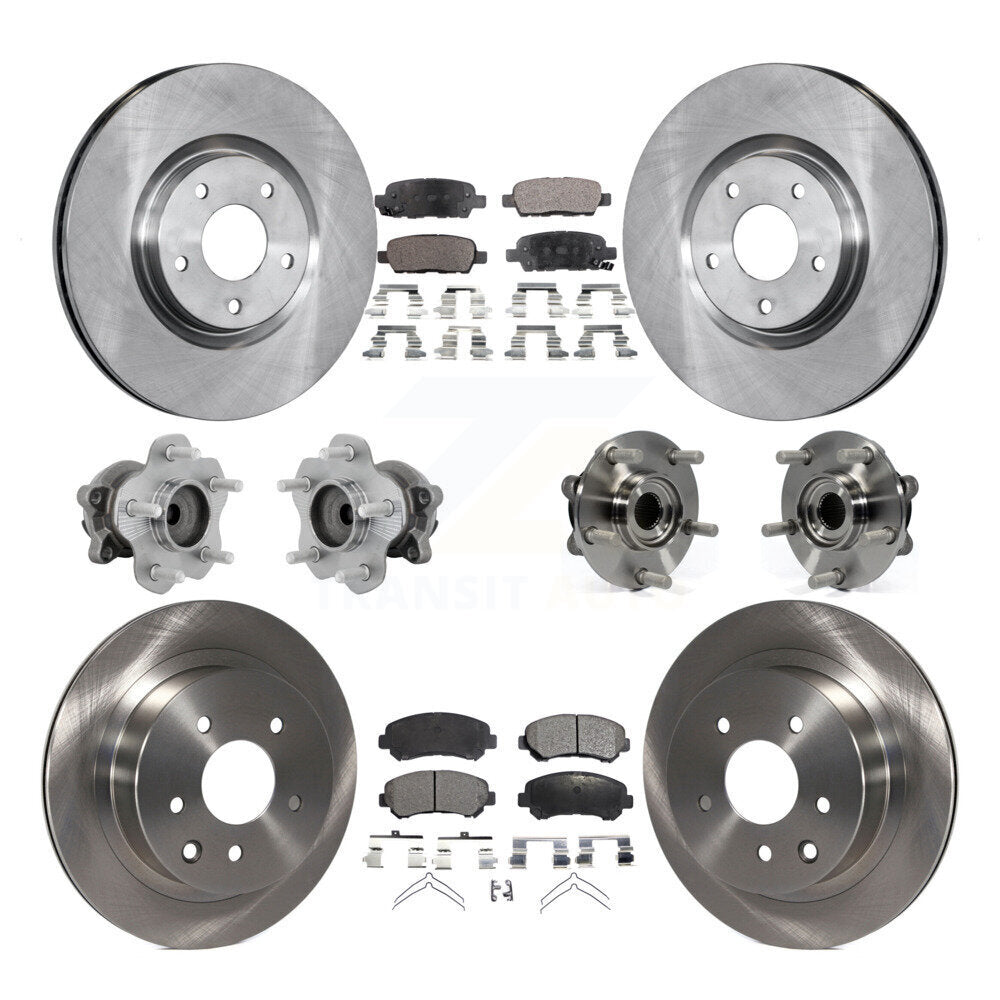 Front Rear Hub Bearing Brake Rotor Pad Kit (10Pc) For 14-17 Nissan Juke Nismo RS with FWD KBB-131087
