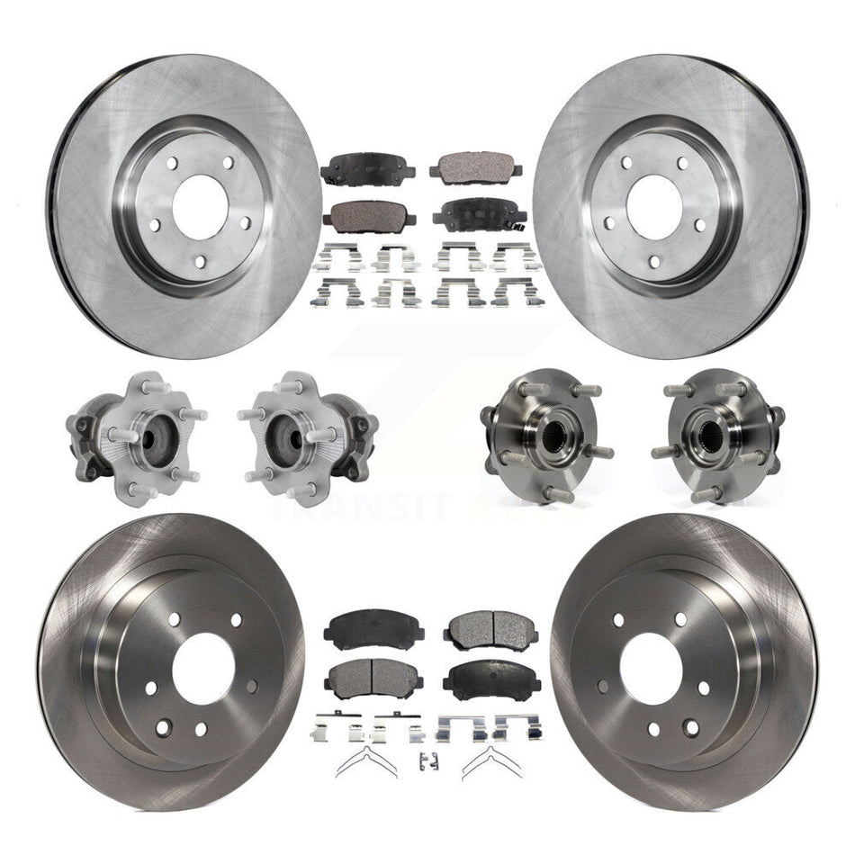 Front Rear Hub Bearing Brake Rotor Pad Kit (10Pc) For 14-17 Nissan Juke Nismo RS with FWD KBB-131087