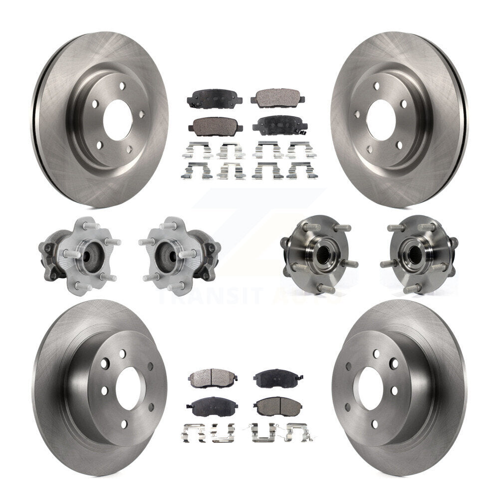 Front Rear Hub Bearing Disc Brake Rotor And Semi-Metallic Pads Kit (10Pc) For Nissan Juke KBB-131088