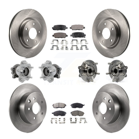 Front Rear Hub Bearing Disc Brake Rotor And Semi-Metallic Pads Kit (10Pc) For Nissan Juke KBB-131088