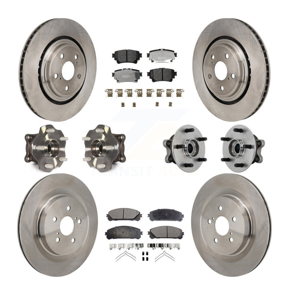 Front Rear Hub Bearing Brake Rotor And Pad Kit (10Pc) For 2020-2022 Toyota Highlander AWD KBB-131094