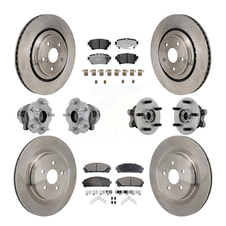 Front Rear Hub Bearing Brake Rotor And Pad Kit (10Pc) For 2020-2022 Toyota Highlander FWD KBB-131095