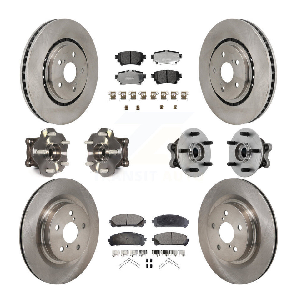 Front Rear Hub Bearing Disc Brake Rotor & Pads Kit (10Pc) For 2021-2023 Toyota Sienna AWD KBB-131096